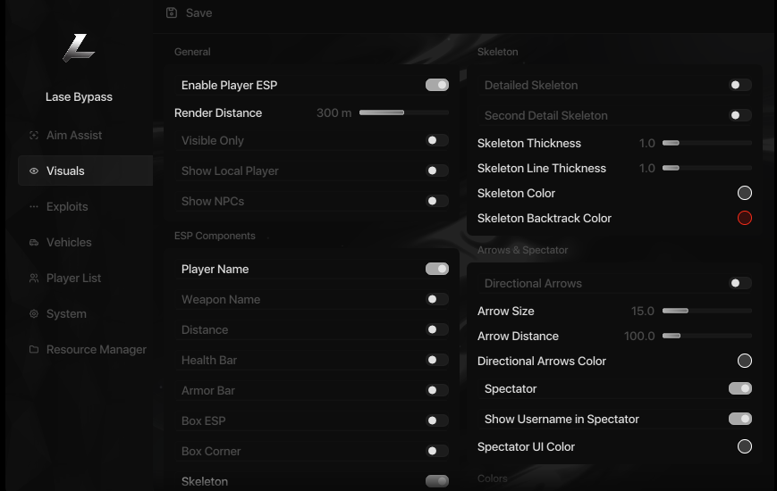 Lase Bypass Menu UI